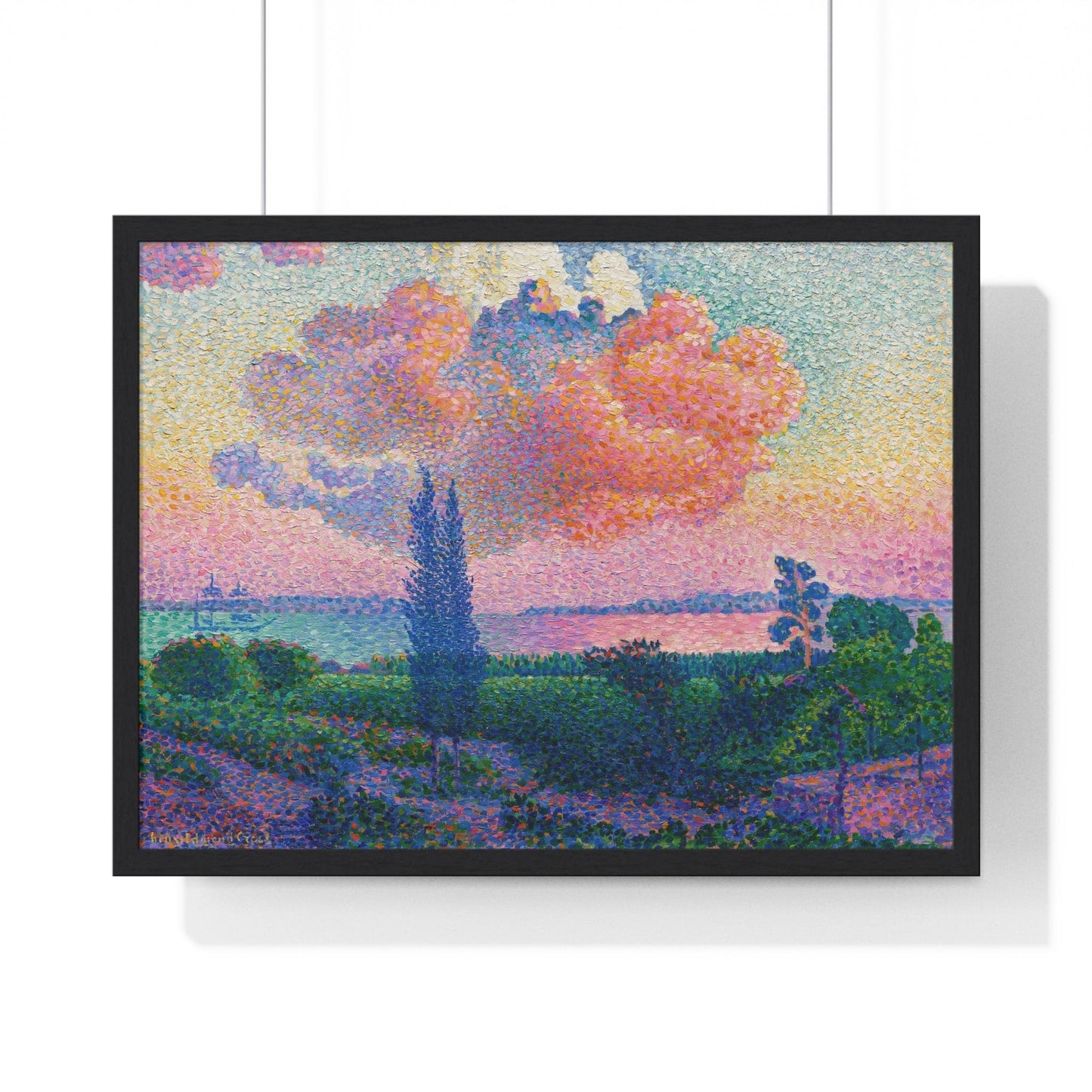 Poster 24″ x 18″ / Black The Pink Cloud (ca. 1896) by Henri-Edmond Cross, Framed Print