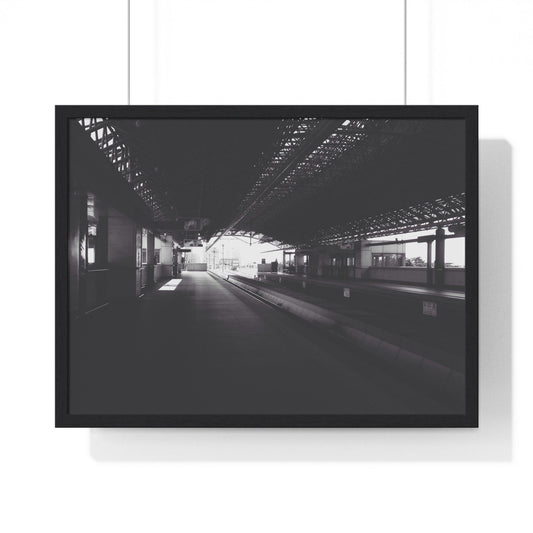 Poster 24″ x 18″ / Black Train railway, Framed Print