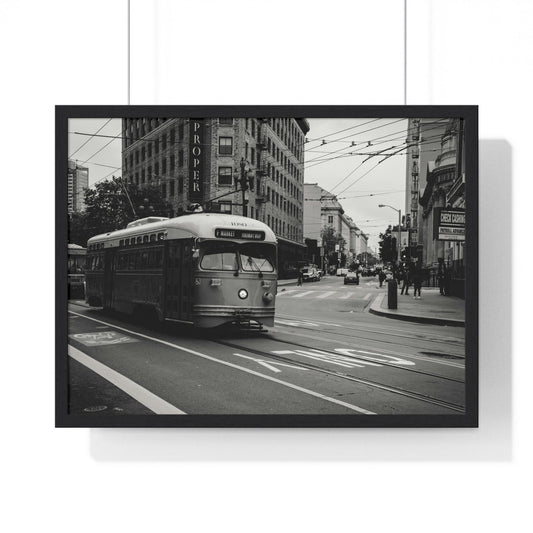 Poster 24″ x 18″ / Black Tramway, San Francisco, Framed Print