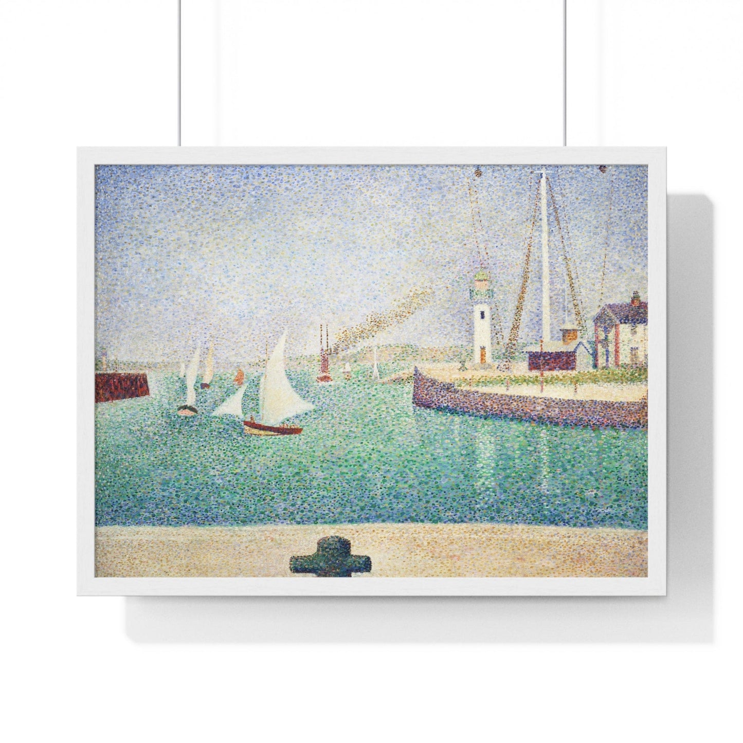 Poster 24″ x 18″ / White Entrance of The Port of Honfleur by Georges Seurat (1886), Framed Print