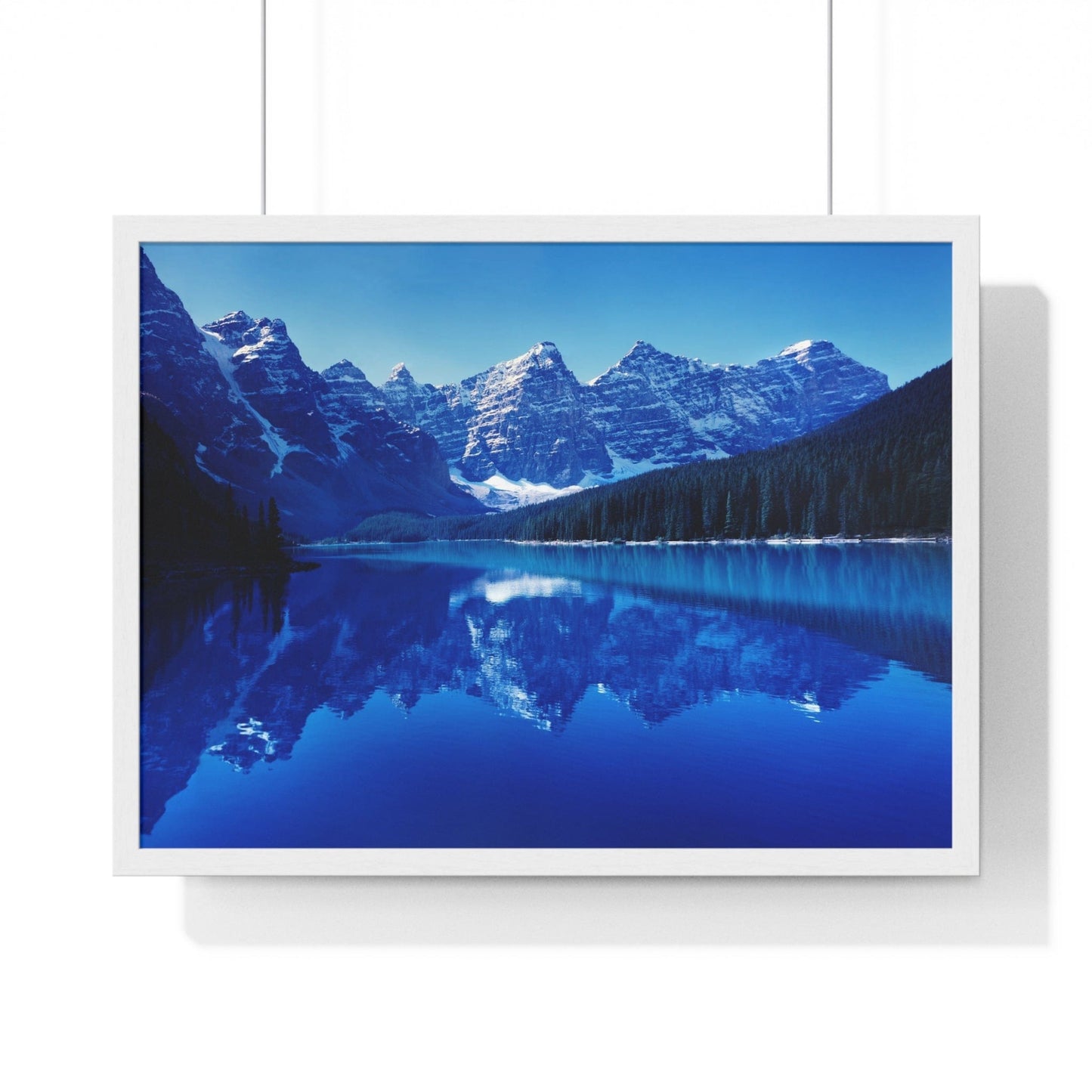 Poster 24″ x 18″ / White Mountain Landscape Reflected On Water Framed Print