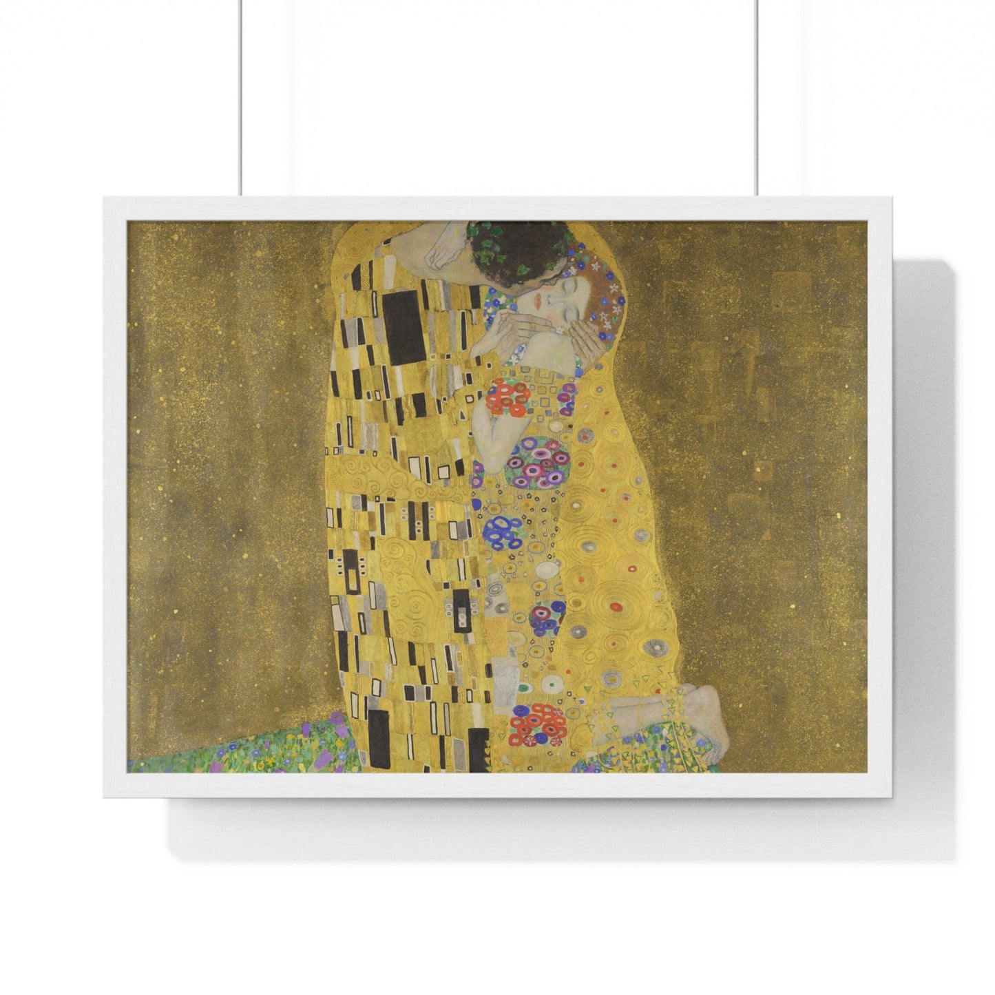 Poster 24″ x 18″ / White The Kiss by Gustav Klimt, Framed Print