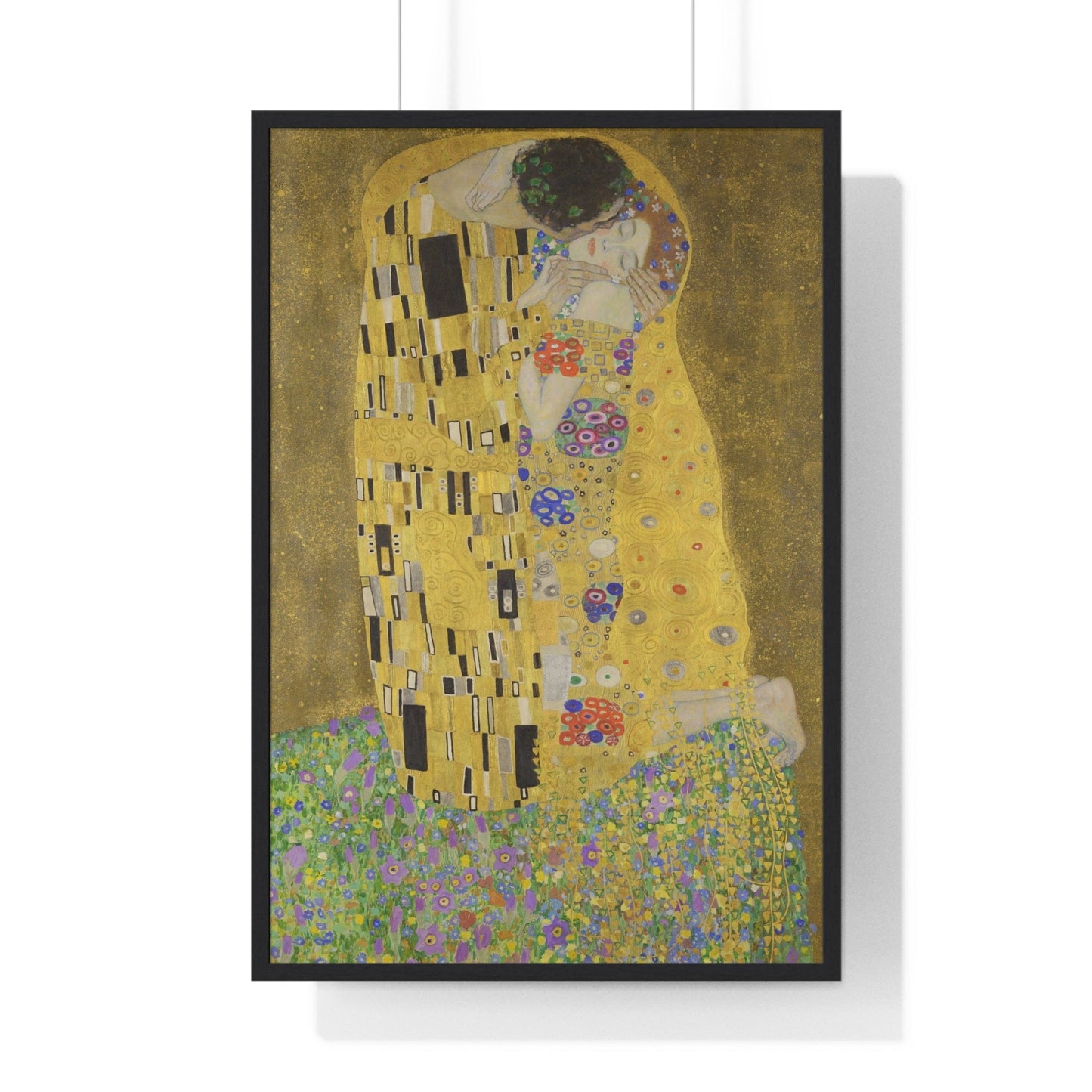 Poster 24″ x 36″ / Black The Kiss by Gustav Klimt, Framed Print