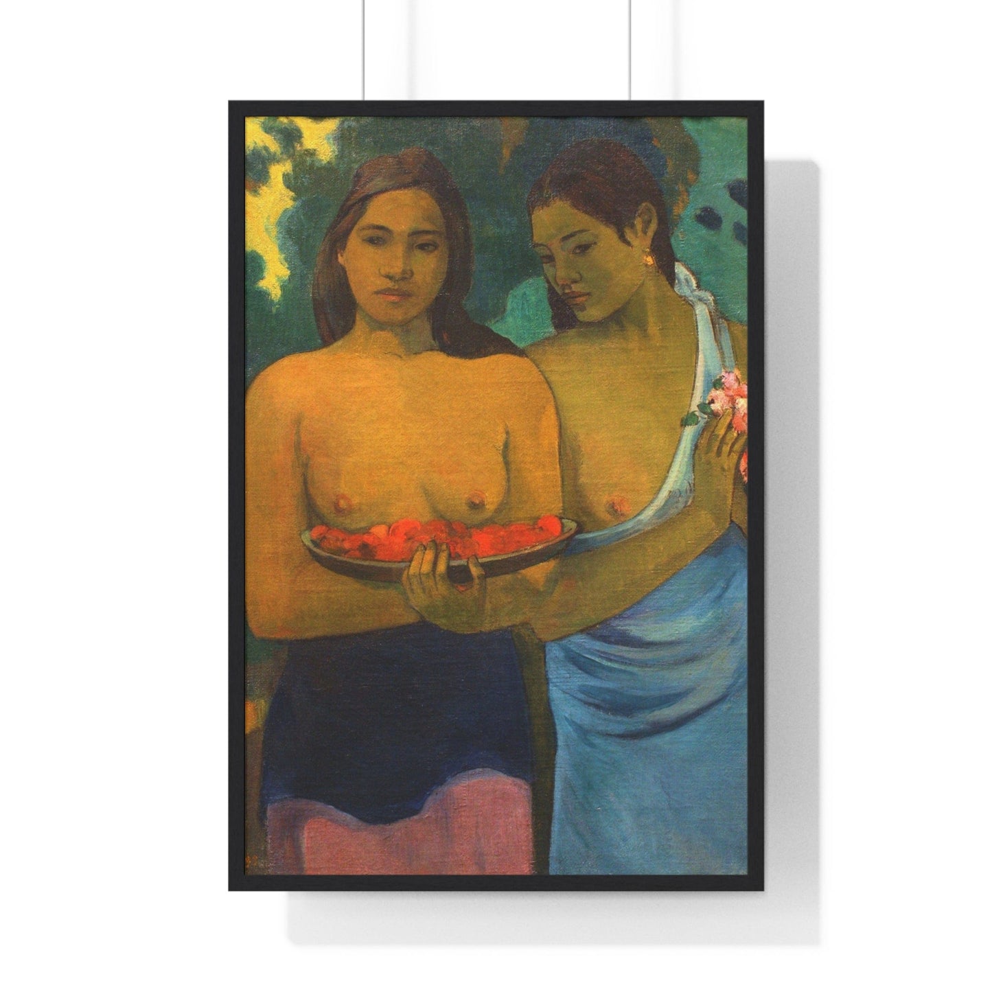 Poster 24″ x 36″ / Black Two Tahitian Women, Paul Gauguin, Framed Print