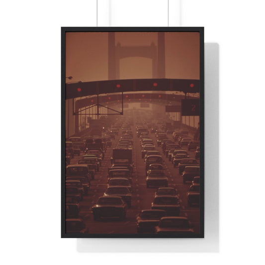 Poster 24″ x 36″ / Black Walt Whitman Bridge, New Jersey Vintage photograph Framed Print