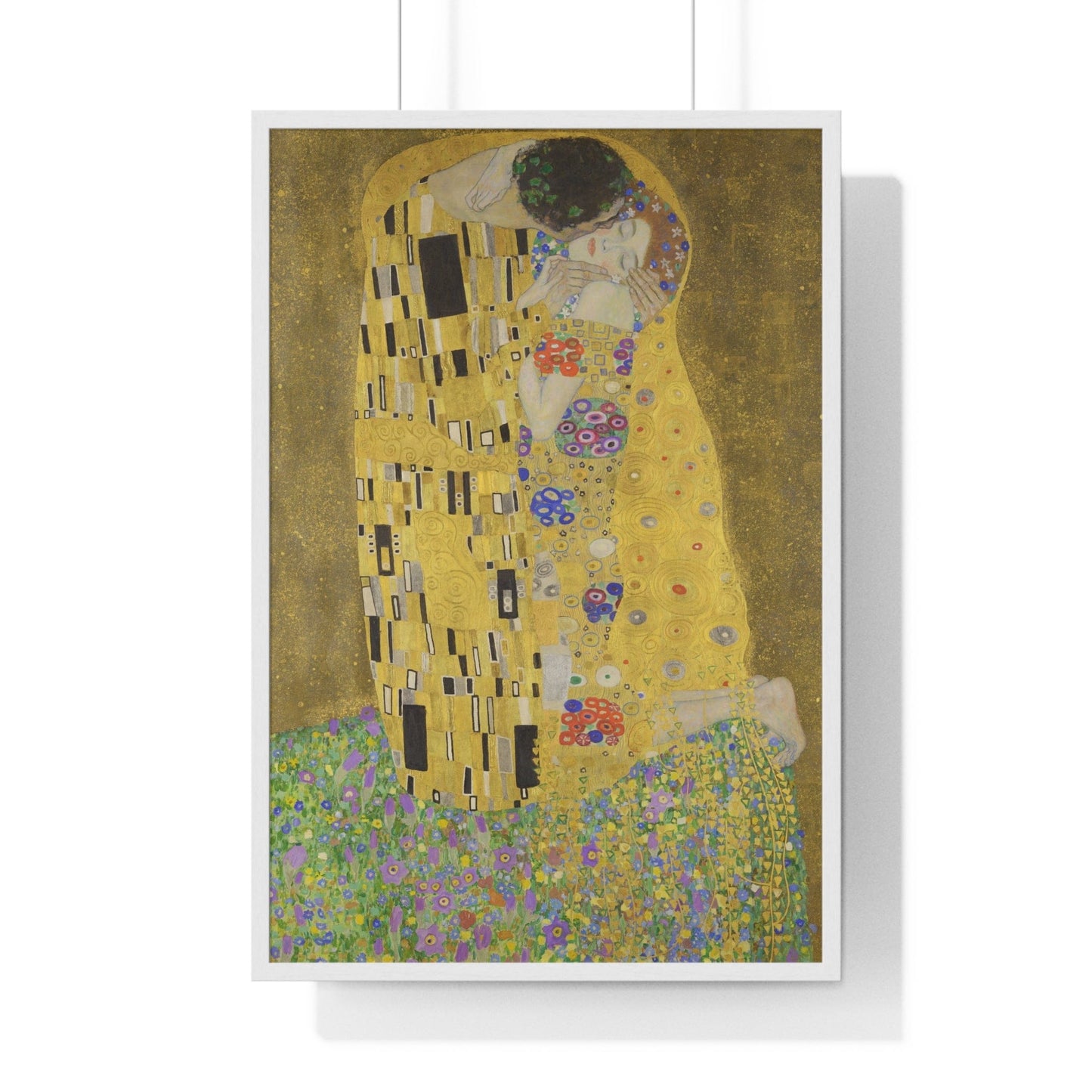 Poster 24″ x 36″ / White The Kiss by Gustav Klimt, Framed Print