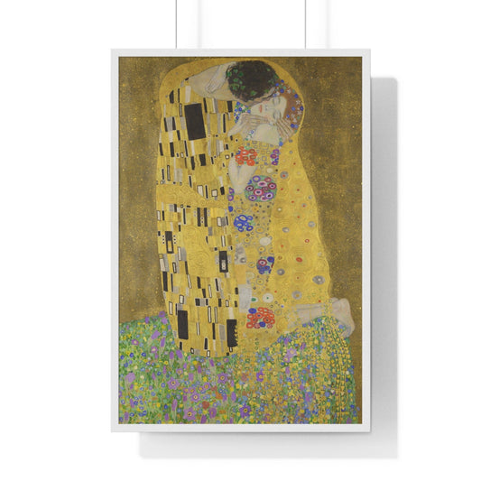 Poster 24″ x 36″ / White The Kiss by Gustav Klimt, Framed Print