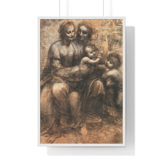 Poster 24″ x 36″ / White The Virgin and Child with St Anne and St John the Baptist, Leonardo da Vinci, Framed Print