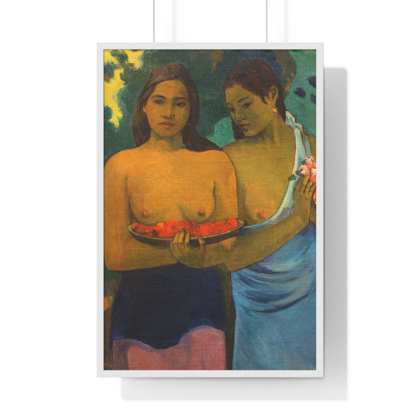 Poster 24″ x 36″ / White Two Tahitian Women, Paul Gauguin, Framed Print