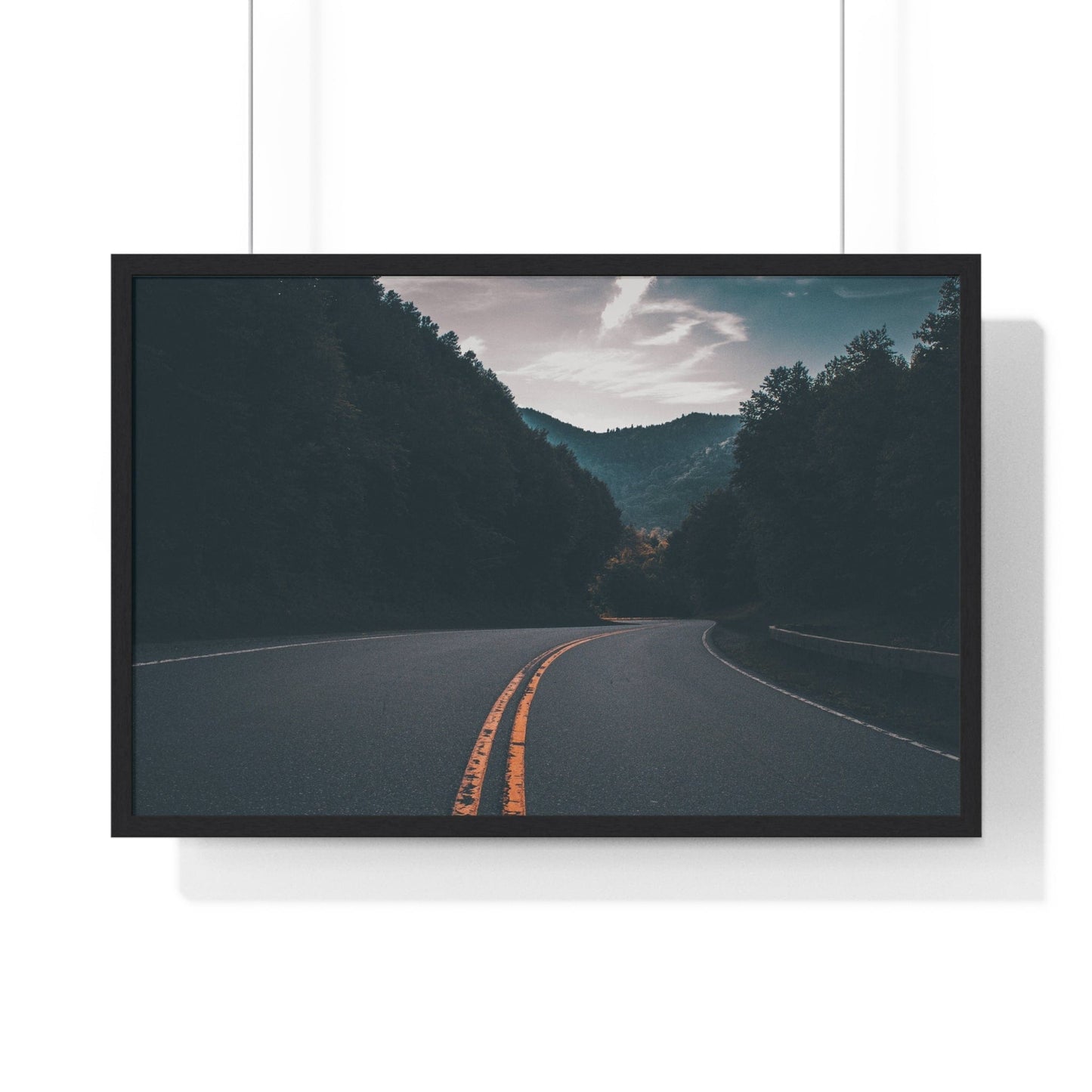 Poster 30" x 20" / Black Great Smoky Mountains Road, US, Framed Print
