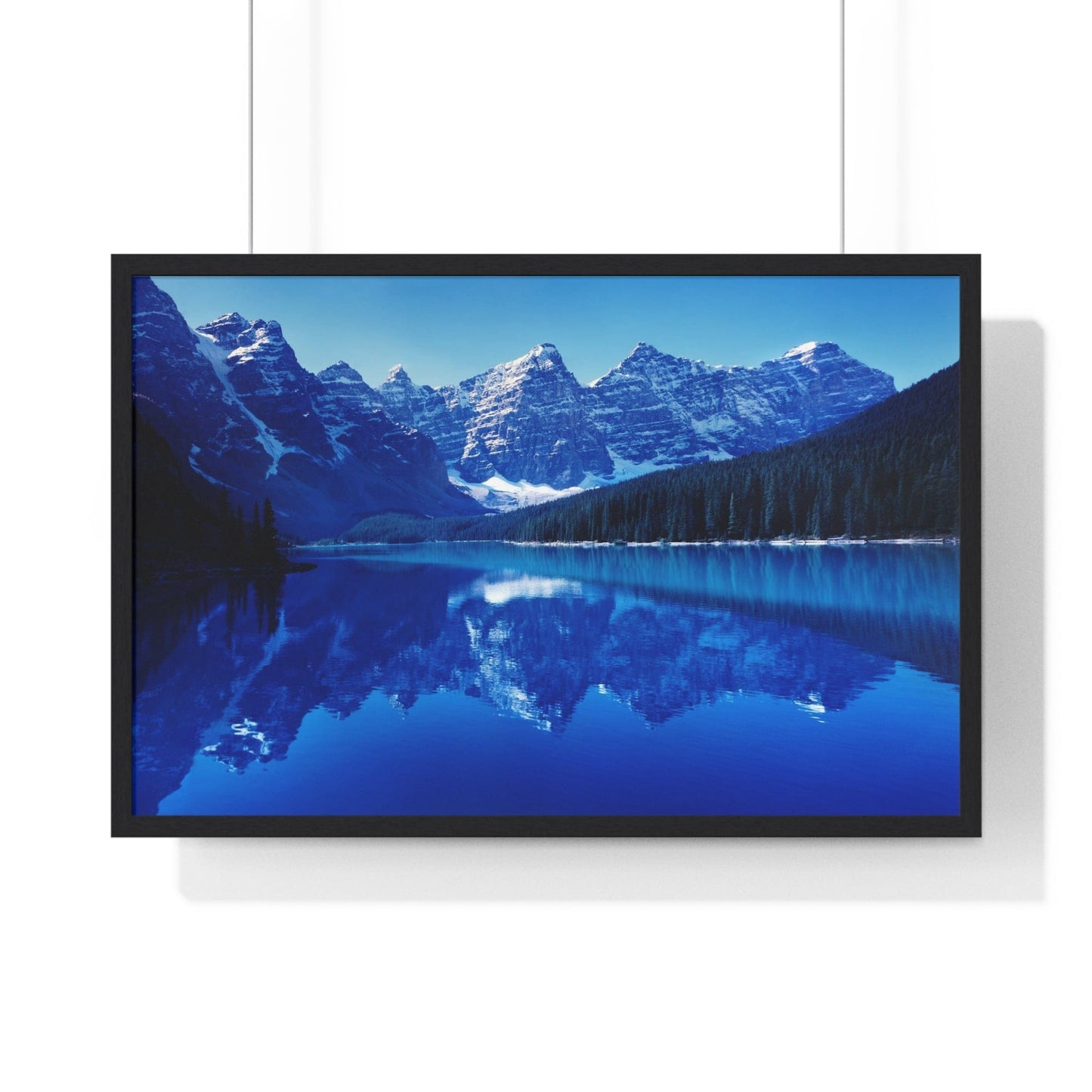 Poster 30" x 20" / Black Mountain Landscape Reflected On Water Framed Print