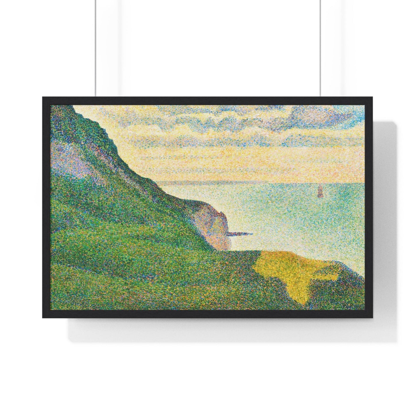 Poster 30" x 20" / Black Seascape at Port-en-Bessin, Normandy by Georges Seurat (1888) Framed Print