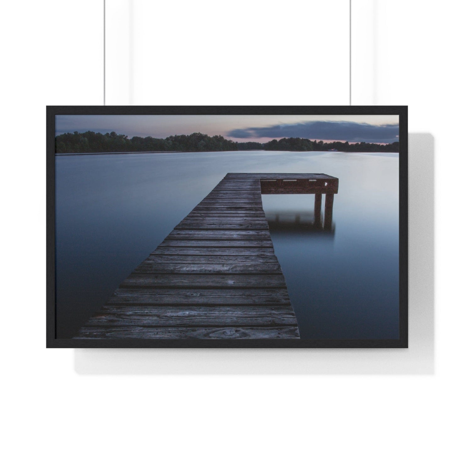 Poster 30" x 20" / Black Wooden Jetty Framed Print