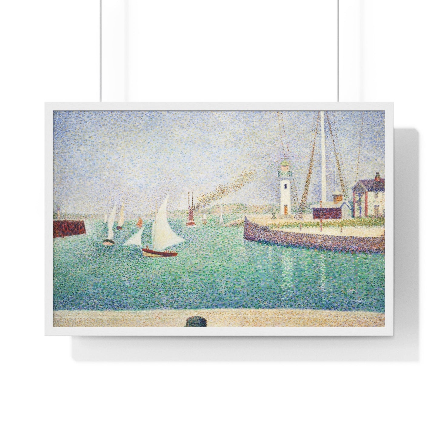 Poster 30" x 20" / White Entrance of The Port of Honfleur by Georges Seurat (1886), Framed Print