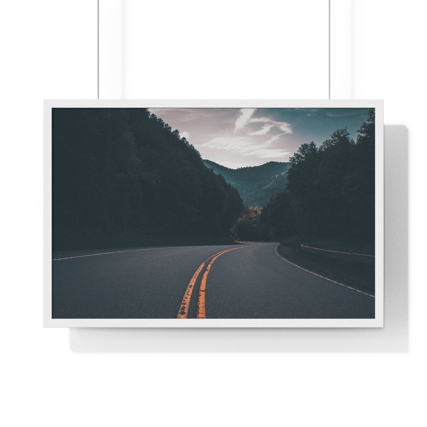 Poster 30" x 20" / White Great Smoky Mountains Road, US, Framed Print