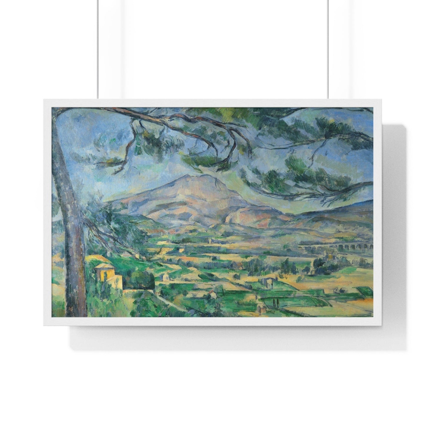 Poster 30" x 20" / White Mont Sainte-Victoire With Large Pine by Paul Cézanne, Framed Print