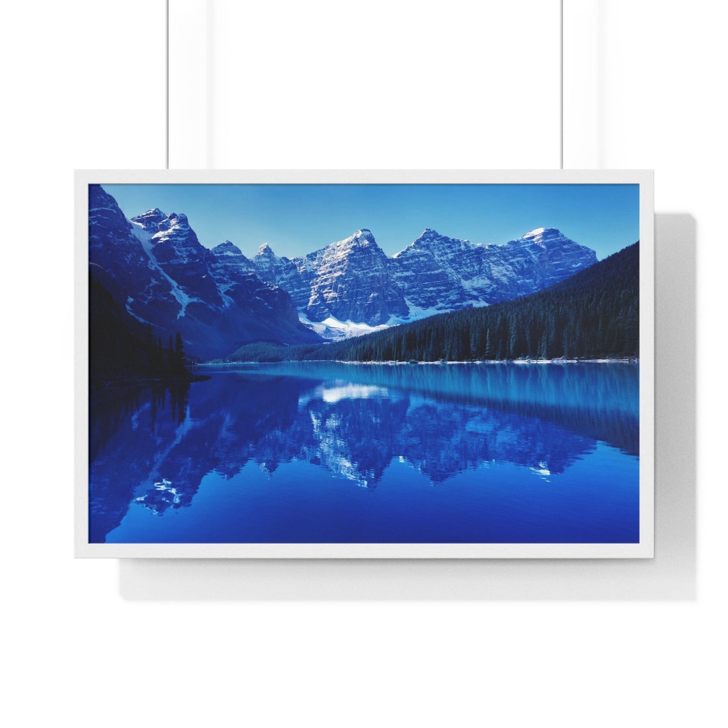 Poster 30" x 20" / White Mountain Landscape Reflected On Water Framed Print