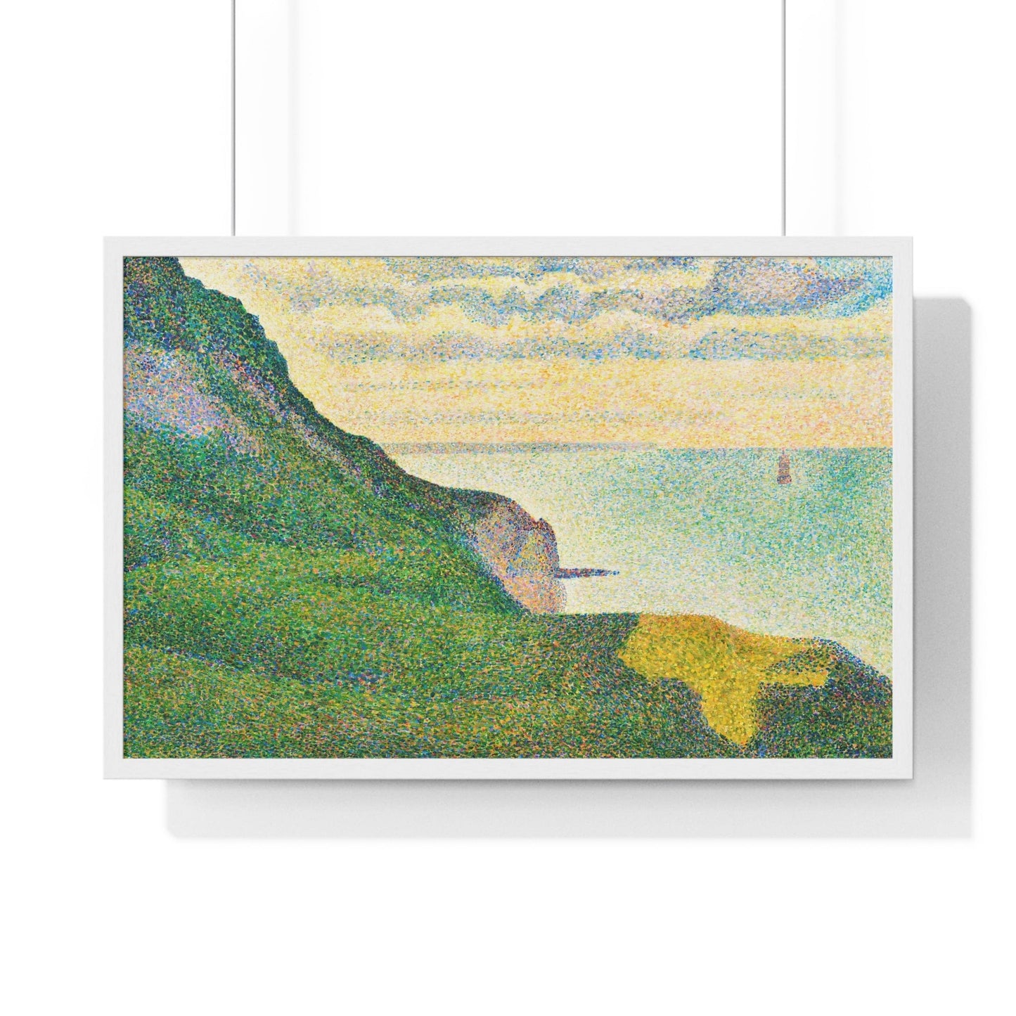 Poster 30" x 20" / White Seascape at Port-en-Bessin, Normandy by Georges Seurat (1888) Framed Print