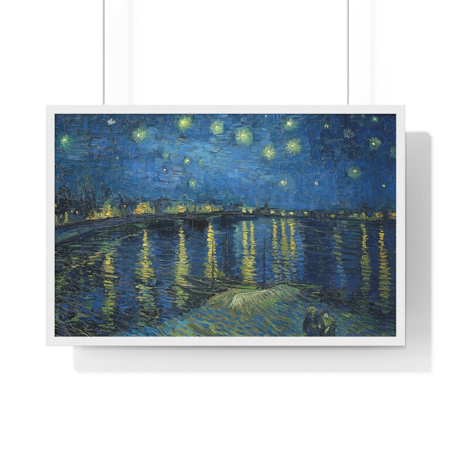 Poster 30" x 20" / White Starry Night Over The Rhone Framed Print
