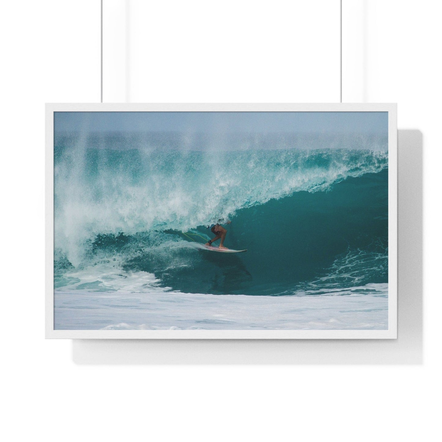 Poster 30" x 20" / White Surfer In Pipe, Framed Print