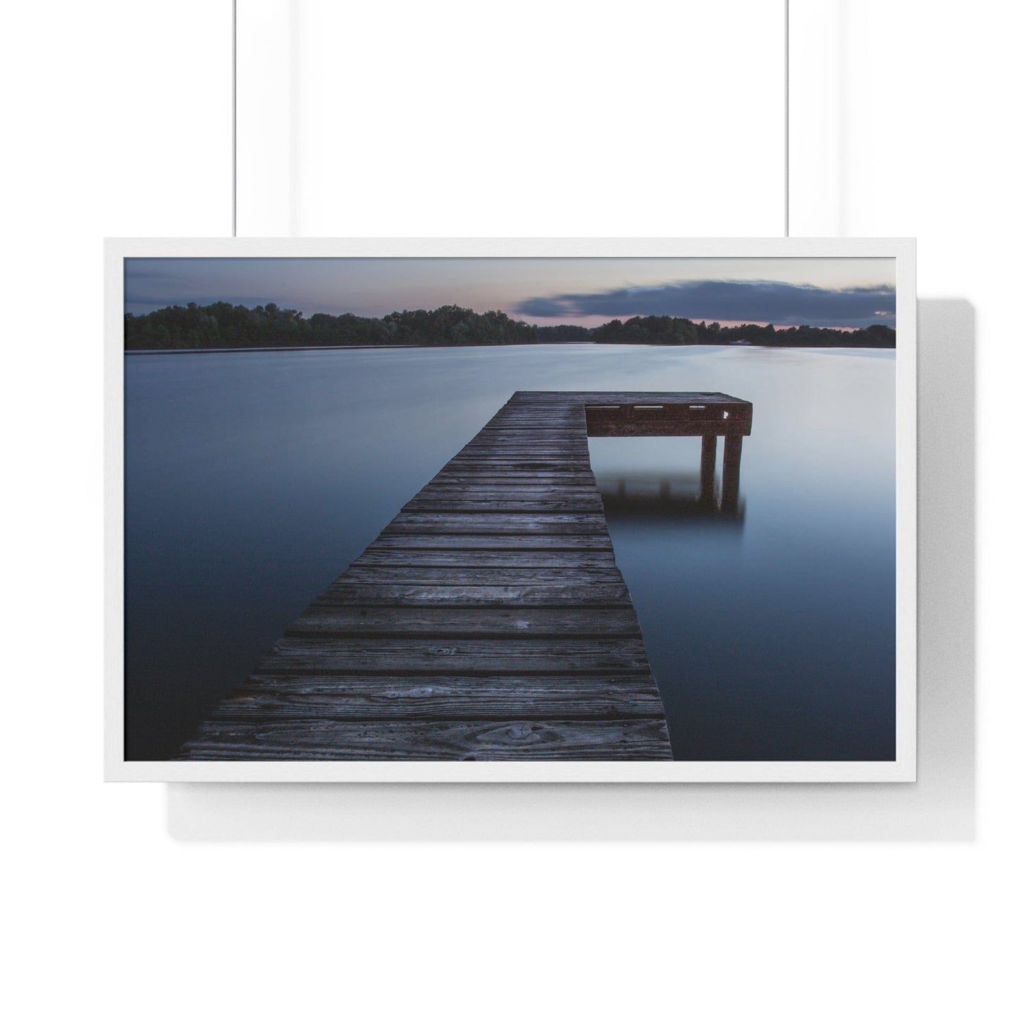 Poster 30" x 20" / White Wooden Jetty At Lake Framed Print