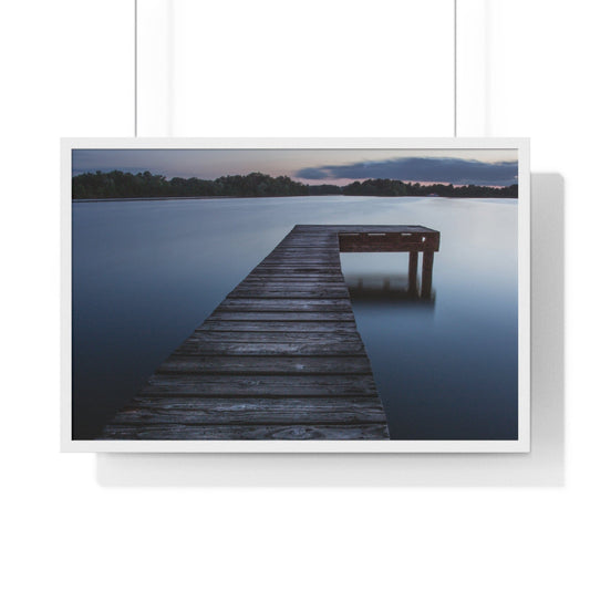 Poster 30" x 20" / White Wooden Jetty Framed Print