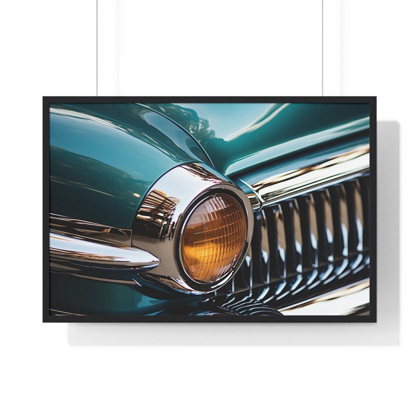 Poster 36″ x 24″ / Black Front End Vintage Car Close Up Framed Print