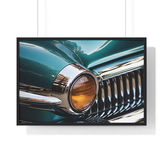 Poster 36″ x 24″ / Black Front End Vintage Car Close Up Framed Print