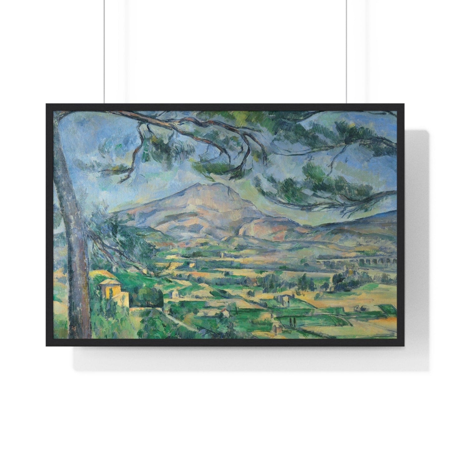 Poster 36″ x 24″ / Black Mont Sainte-Victoire With Large Pine by Paul Cézanne, Framed Print