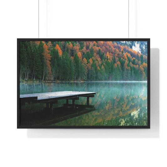 Poster 36″ x 24″ / Black Northern Lakes Pier, Framed Print