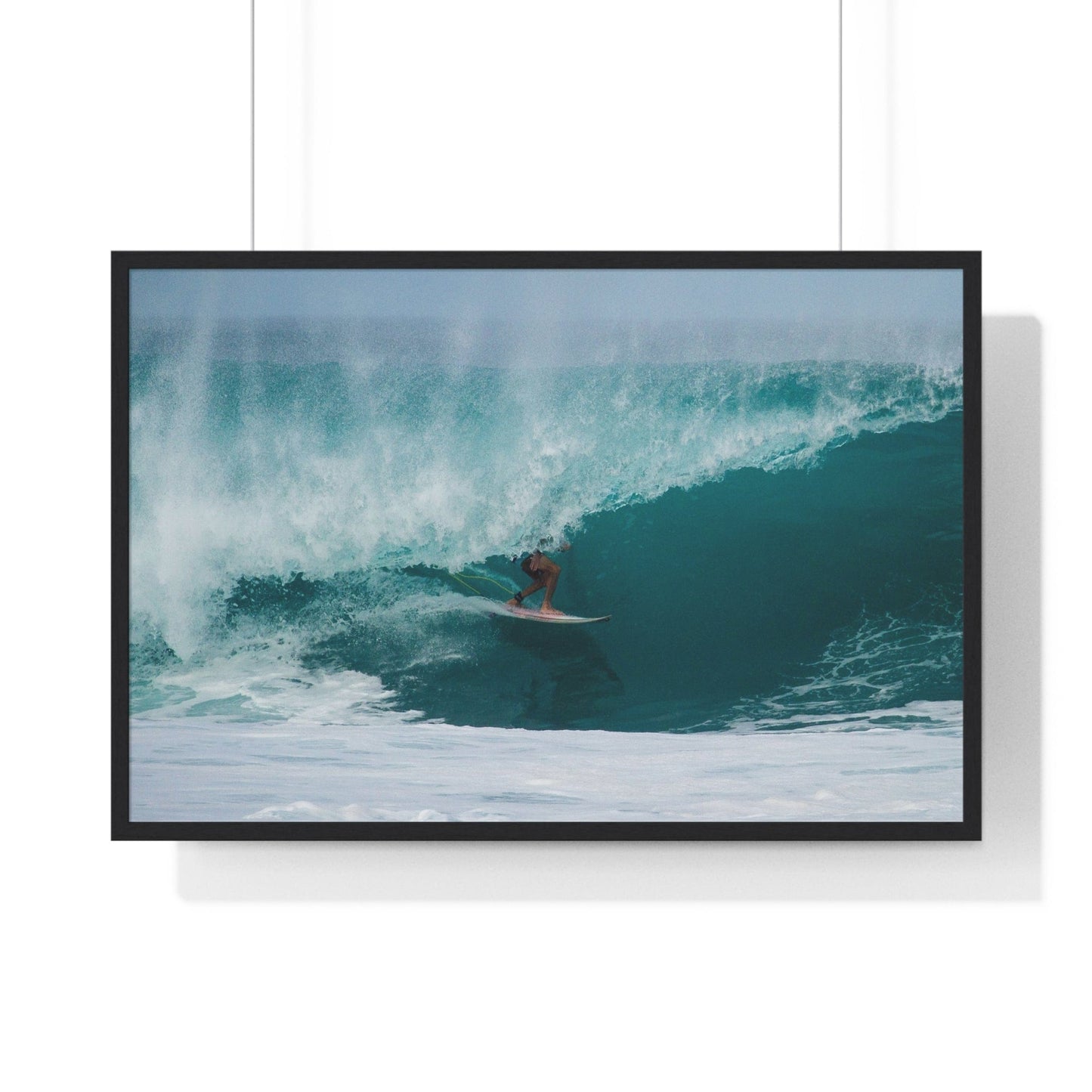 Poster 36″ x 24″ / Black Surfer In Pipe, Framed Print
