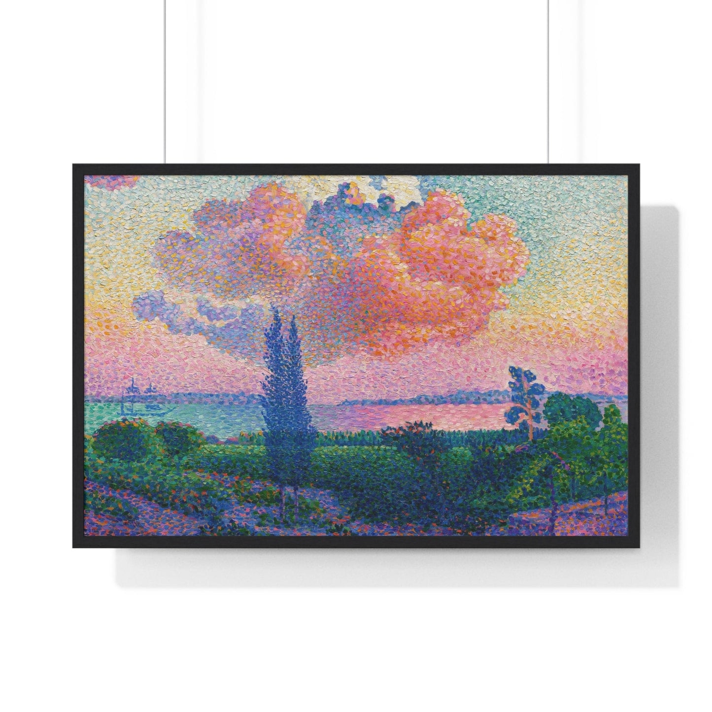 Poster 36″ x 24″ / Black The Pink Cloud (ca. 1896) by Henri-Edmond Cross, Framed Print