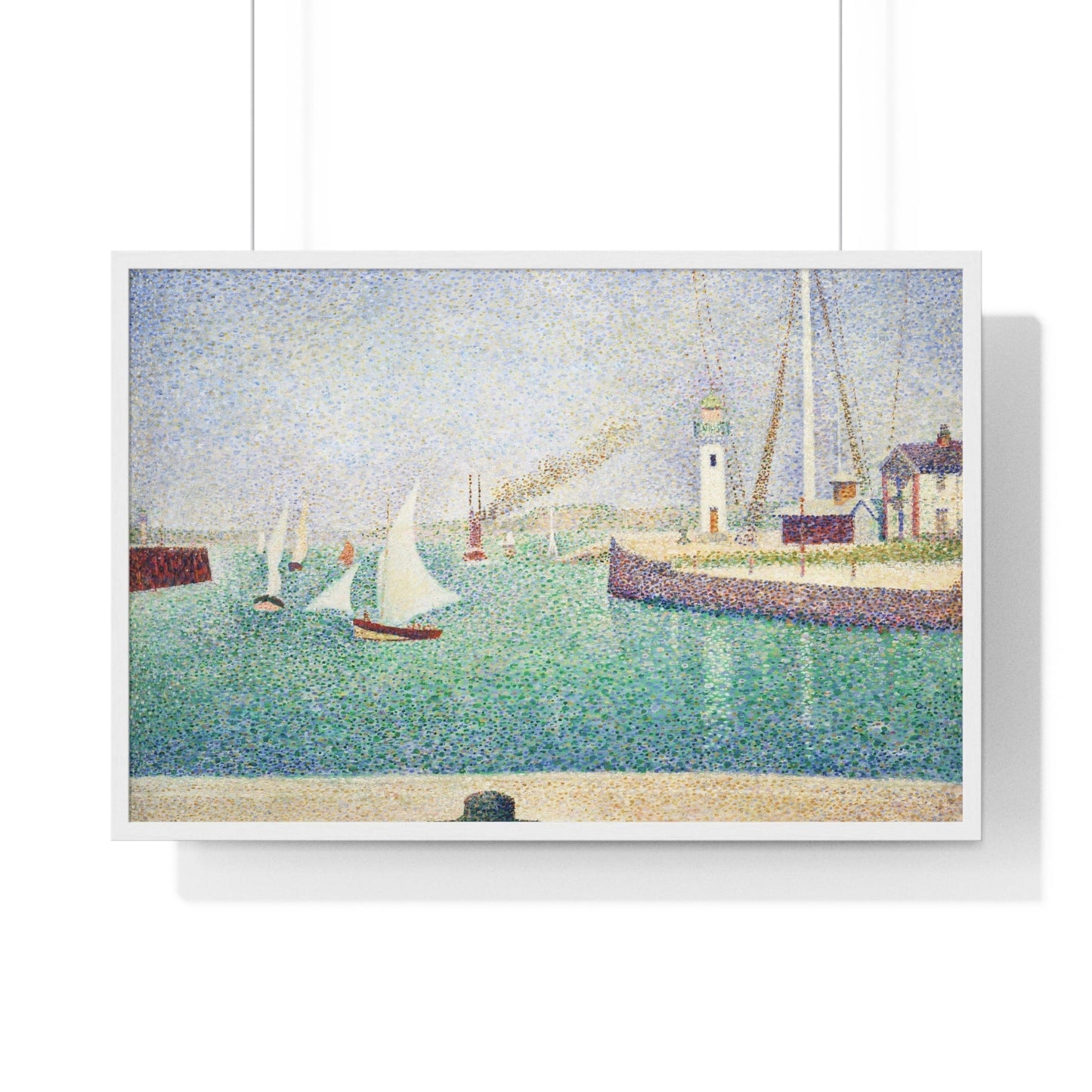 Poster 36″ x 24″ / White Entrance of The Port of Honfleur by Georges Seurat (1886), Framed Print