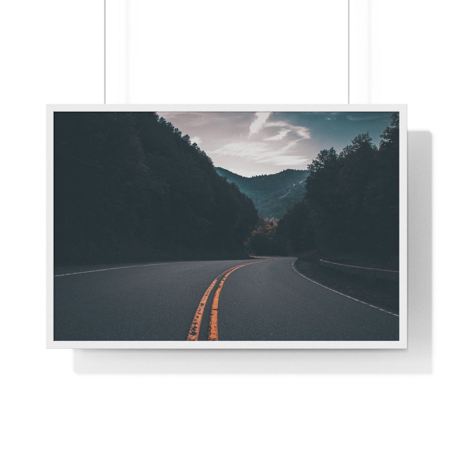 Poster 36″ x 24″ / White Great Smoky Mountains Road, US, Framed Print