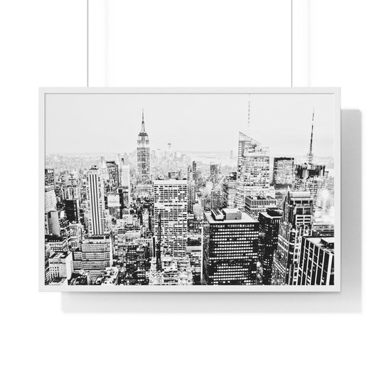 Poster 36″ x 24″ / White Skyscaper Landscape, Framed Print