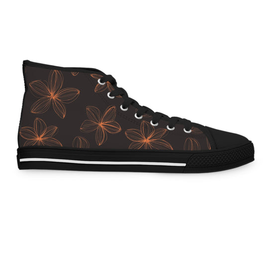 Shoes US 5.5 / Black sole Floral Minimalism Women's High Top Sneakers