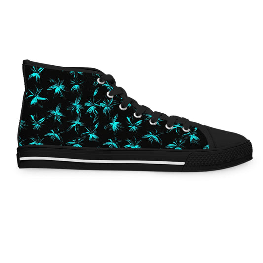 Shoes US 5.5 / Black sole Fluorescent Blue Women's High Top Sneakers