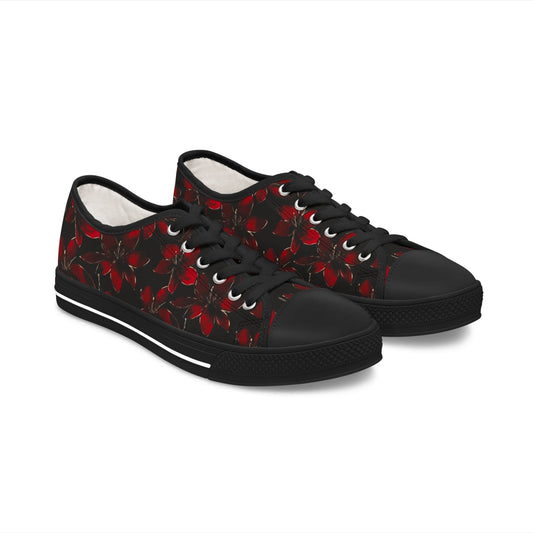 Shoes US 5.5 / Black sole Moonlit Blooms Women's Low Top Sneakers