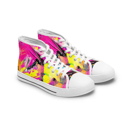 Shoes US 5.5 / White sole Abstract Pink Women's High Top Sneakers