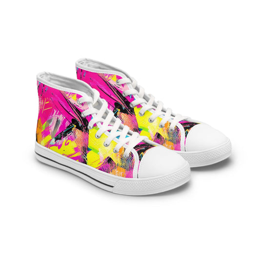 Shoes US 5.5 / White sole Abstract Pink Women's High Top Sneakers