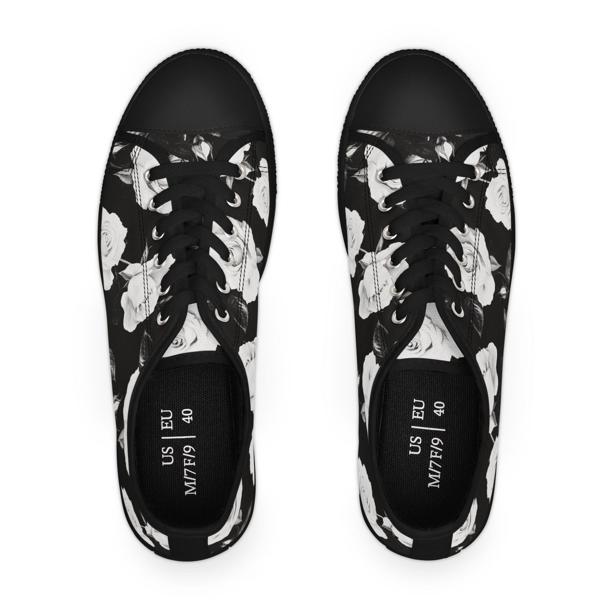 Shoes White Roses Women's Low Top Sneakers