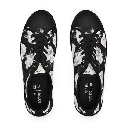 Shoes White Roses Women's Low Top Sneakers