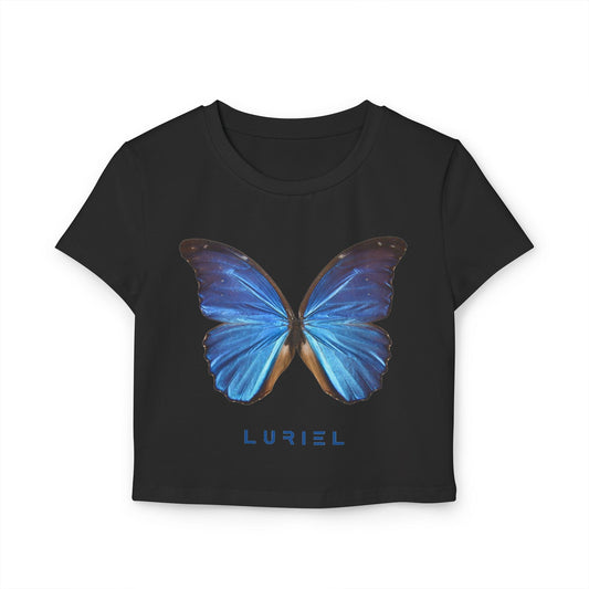 T-Shirt Black / M Papillon Bleu Women's Organic Cotton Baby Tee